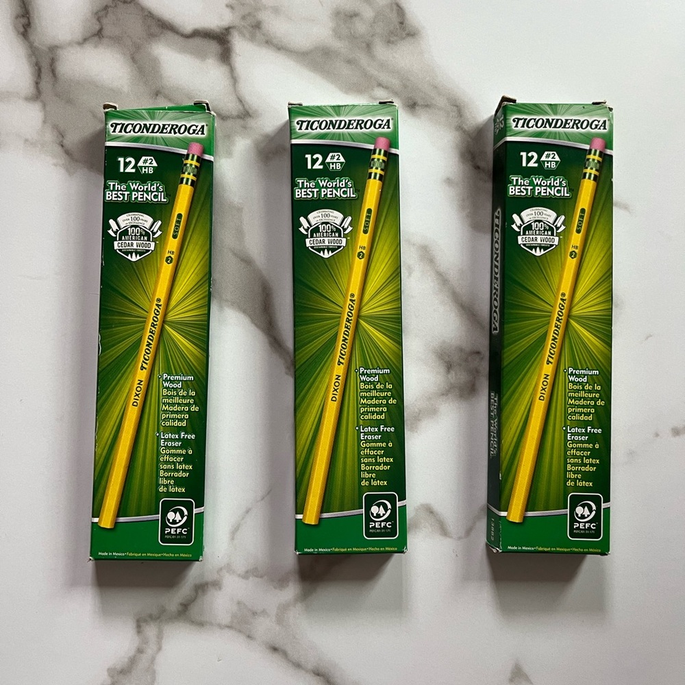 (2/$10😀) Ticonderoga Unsharpened Wooden #2 Pencils (12 ct. per pack)